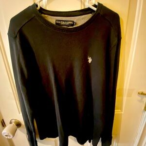 Black men's polo crew neck size large.